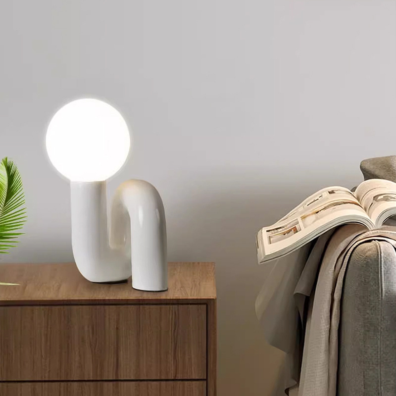 Resin Art Uk - Nordycka szklana lampa stołowa LED w
