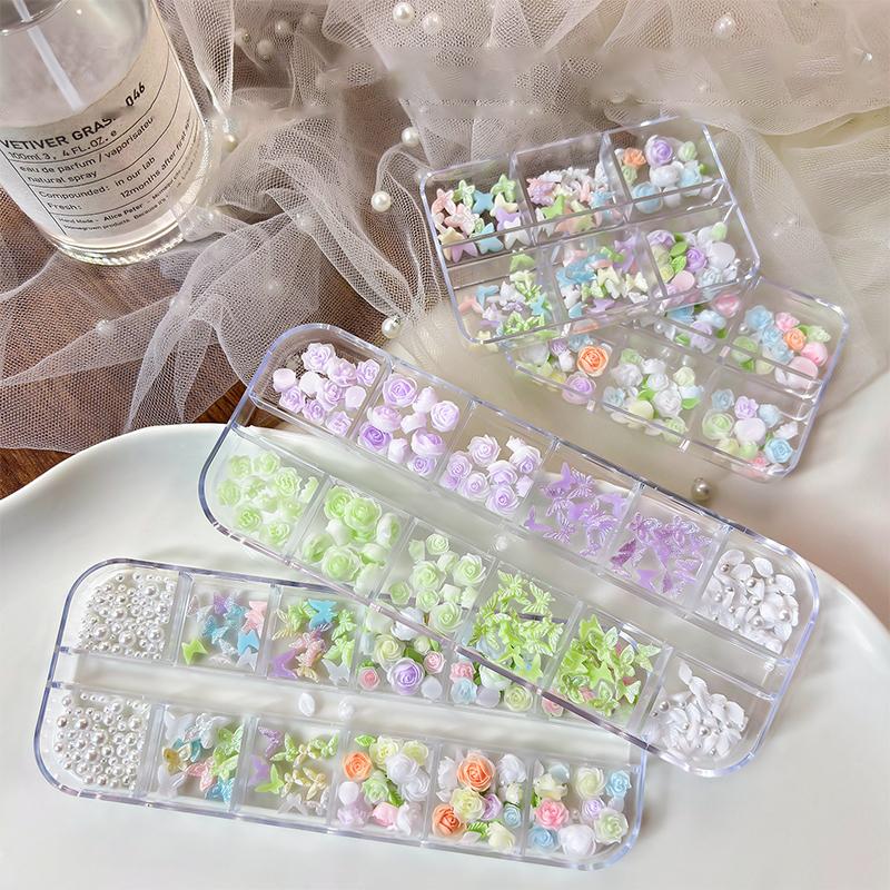 Resin Art Using Flowers - Zestaw do zdobienia paznokci 3D, 6/12