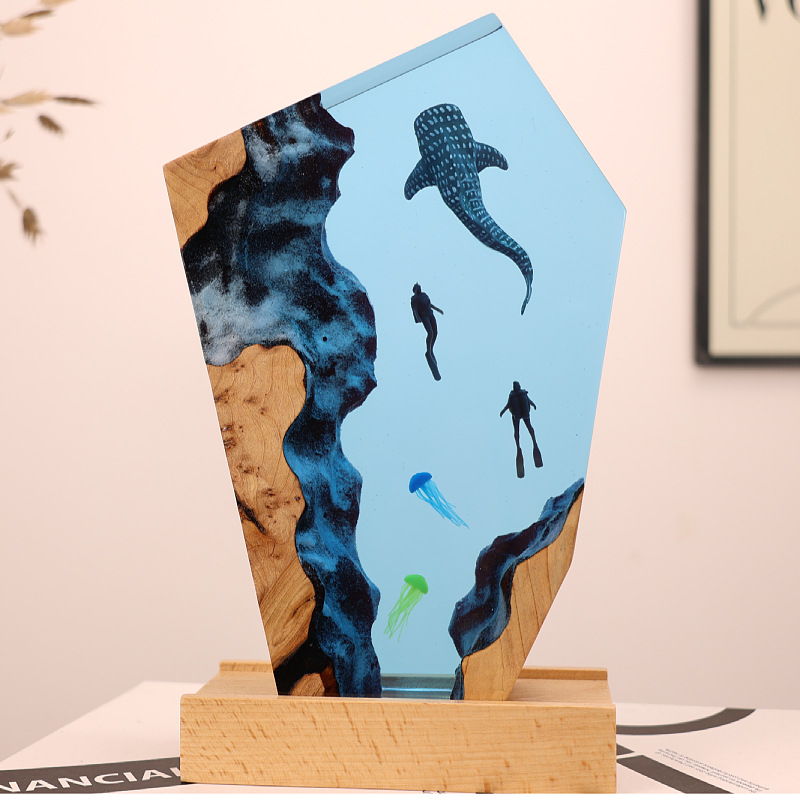 Resin Art Wedding Gift - Żywiczna Ozdoba na Biurko: Wieloryb, Nurkujący,