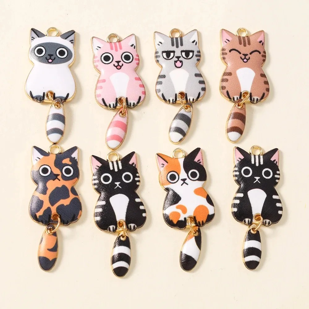 Resin Art Products - 10 szt. 16×39mm Urocze Kreskówkowe Kotki