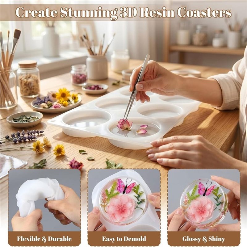 [ABFI!】 Formy z żywicy do ręko – Resin Art Coasters recenzja i cena